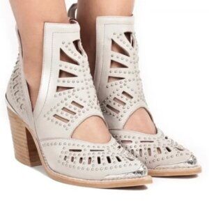 Jeffrey Campbell Maceo Studded Cut Out Boot, Taupe, Size 9